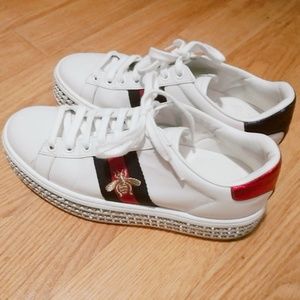Gucci white crystal new ace sneakers
